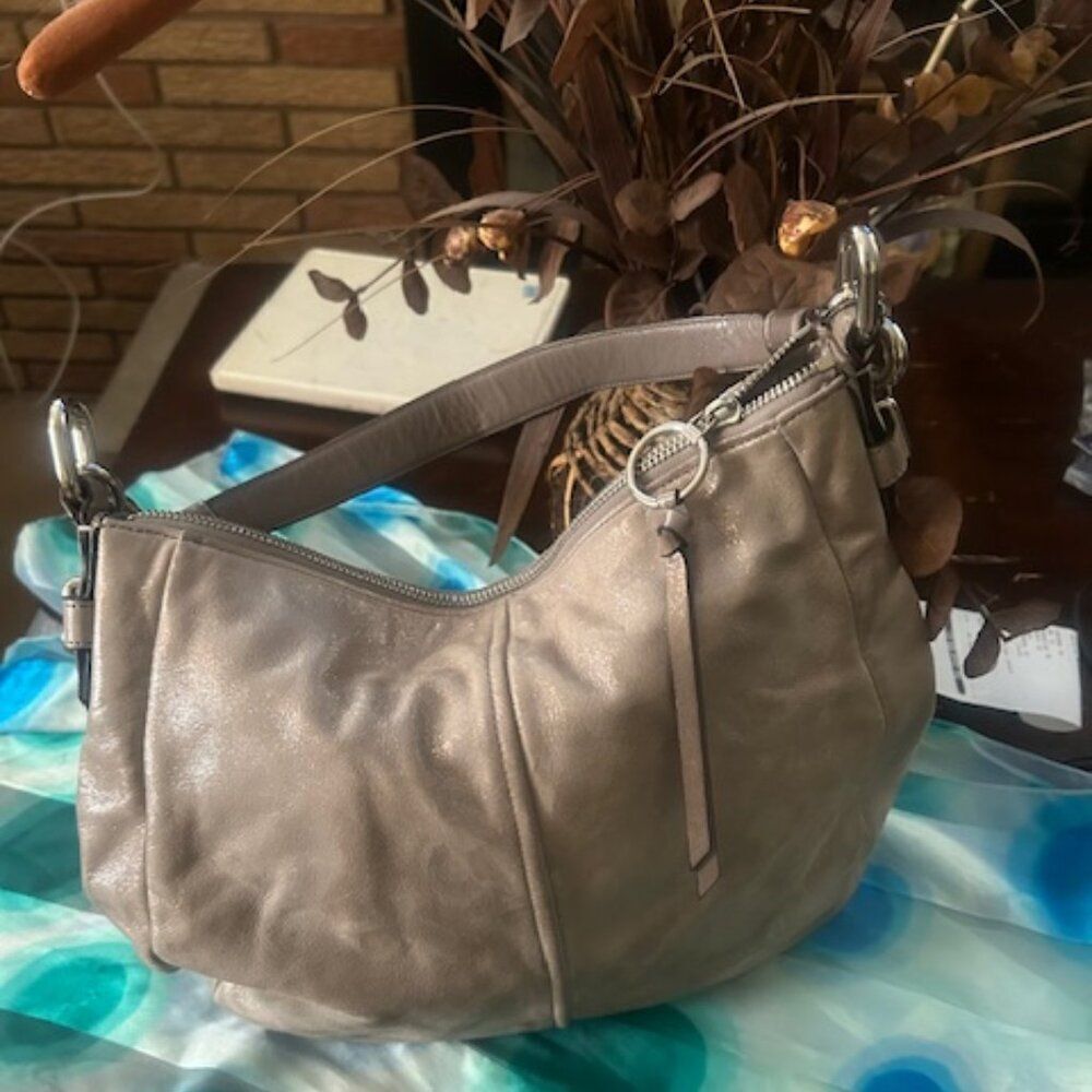 Coach 18696 Chelsea Ashley Metallic Gray Shoulder Bag - Picture 2 of 14